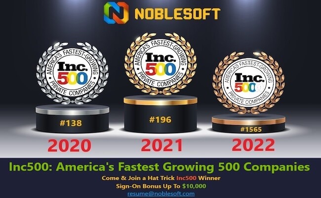 NOBLESOFT wins Inc500 award 3 years in a row